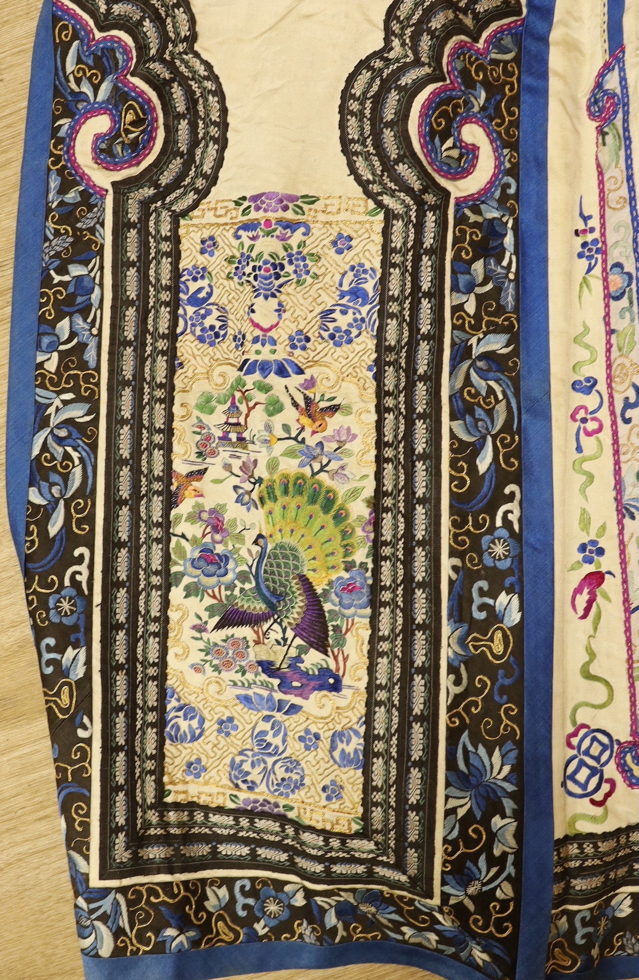 A 19th century multicoloured silk Chinese wedding skirt